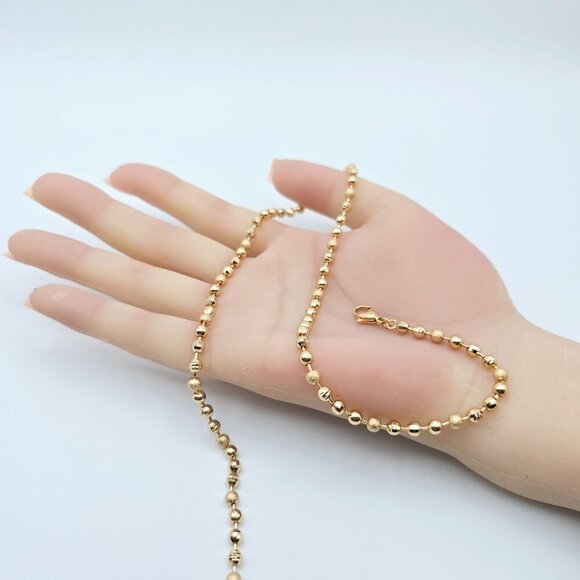 "rose Gold Beaded Ball Chain Necklace, 20 Inch, Gold Plated Brass, XPNL0106 - Picture 12 of 12